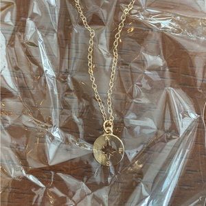 Pink Lily Gold Compass Necklace